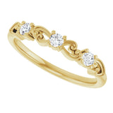 14K Gold Round Natural Diamond Stackable Ring – 2.5mm Stones - Yellow Gold - view 5