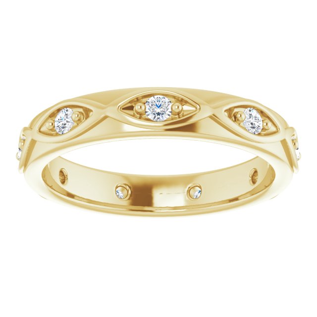 14K Gold Round Natural Diamond Eternity Band – 1/5 CTW - Yellow Gold - view 3