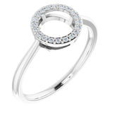 14K Gold Round Natural Diamond Circle Ring - White Gold