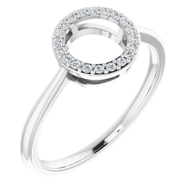 14K Gold Round Natural Diamond Circle Ring - White Gold