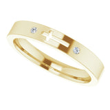 14K Gold Round Natural Diamond Pierced Cross Stackable Ring - Yellow Gold - view 5