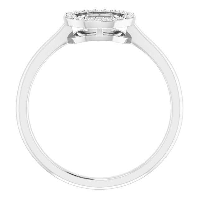 14K Gold Round Natural Diamond Circle Ring - White Gold - view 2