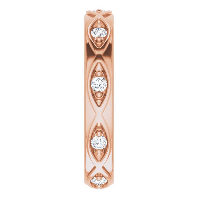 14K Gold Round Natural Diamond Eternity Band – 1/5 CTW - Rose Gold - view 4
