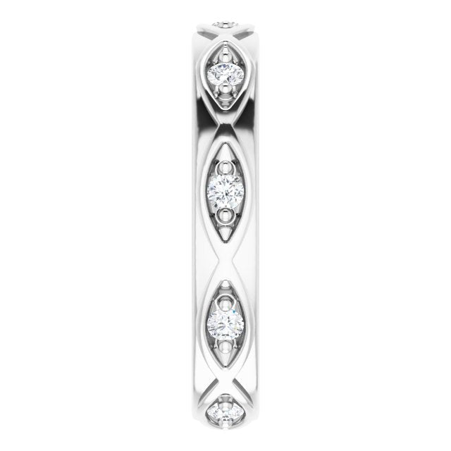 14K Gold Round Natural Diamond Eternity Band – 1/5 CTW - White Gold - view 4