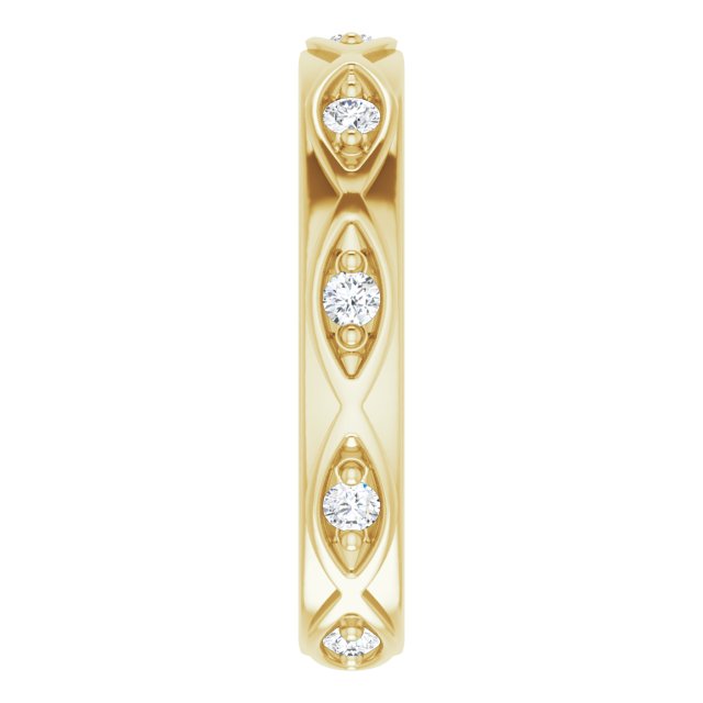 14K Gold Round Natural Diamond Eternity Band – 1/5 CTW - Yellow Gold - view 4