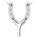 14K Gold Round Lab-Grown Diamond Petite Wishbone Necklace - White Gold