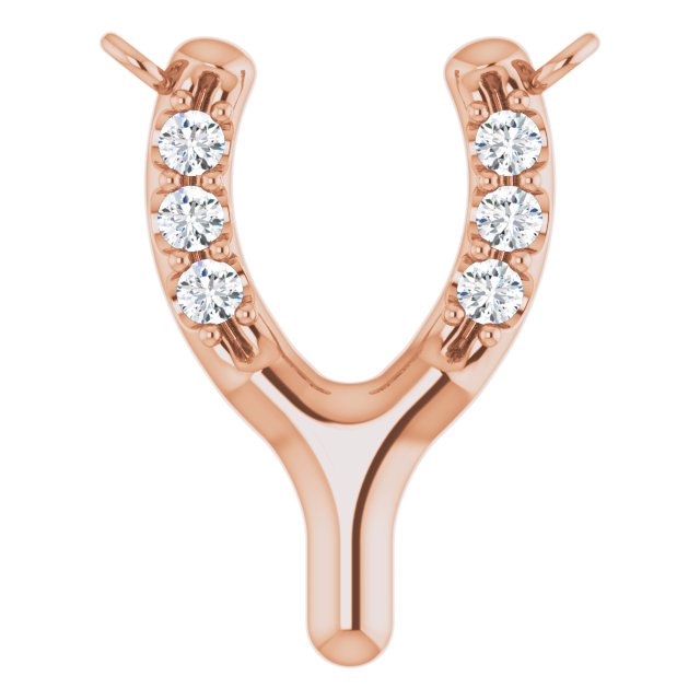 14K Gold Round Natural Diamond Petite Wishbone Necklace - Rose Gold