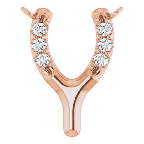 14K Gold Round Lab-Grown Diamond Petite Wishbone Necklace - Rose Gold
