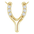 14K Gold Round Lab-Grown Diamond Petite Wishbone Necklace - Yellow Gold