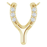 14K Gold Round Lab-Grown Diamond Petite Wishbone Necklace - Yellow Gold