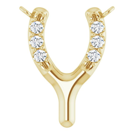 14K Gold Round Lab-Grown Diamond Petite Wishbone Necklace - Yellow Gold