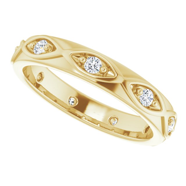 14K Gold Round Natural Diamond Eternity Band – 1/5 CTW - Yellow Gold - view 5