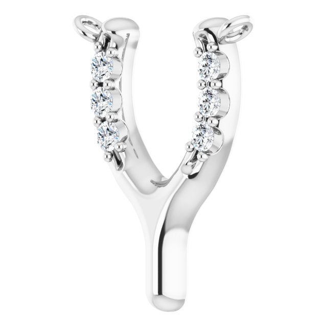Platinum Round Lab-Grown Diamond Petite Wishbone Necklace - view 2