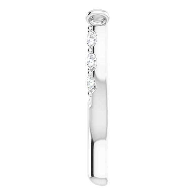Platinum Round Natural Diamond Petite Wishbone Necklace - view 3