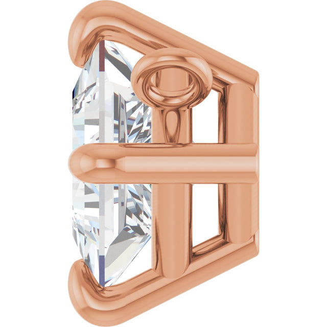 14K Gold Square Lab-Grown Diamond Solitaire Claw-Prong Necklace - Rose Gold - view 3