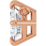 14K Gold Square Natural Diamond Solitaire Claw-Prong Necklace - Rose Gold - view 3