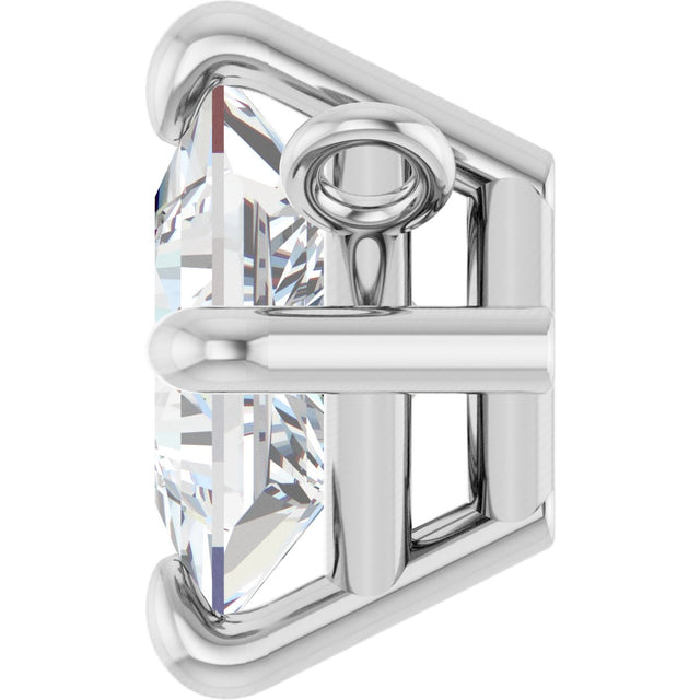 Platinum Square Lab-Grown Diamond Solitaire Claw-Prong Necklace - view 3