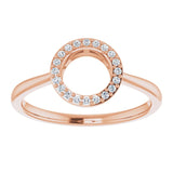 14K Gold Round Natural Diamond Circle Ring - Rose Gold - view 3