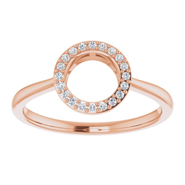 14K Gold Round Natural Diamond Circle Ring - Rose Gold - view 3