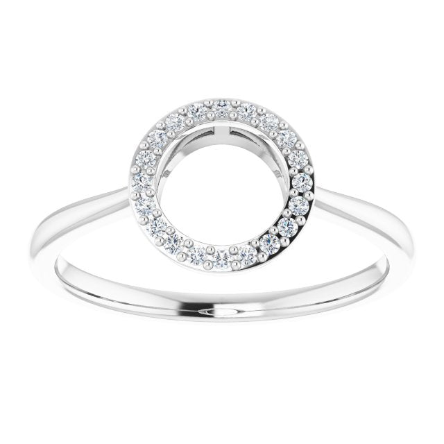 14K Gold Round Natural Diamond Circle Ring - White Gold - view 3