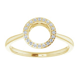 14K Gold Round Natural Diamond Circle Ring - Yellow Gold - view 3
