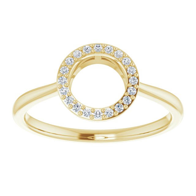 14K Gold Round Natural Diamond Circle Ring - Yellow Gold - view 3