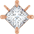 14K Gold Square Lab-Grown Diamond Solitaire Claw-Prong Necklace - Rose Gold