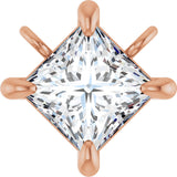 14K Gold Square Lab-Grown Diamond Solitaire Claw-Prong Necklace - Rose Gold