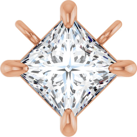 14K Gold Square Lab-Grown Diamond Solitaire Claw-Prong Necklace - Rose Gold