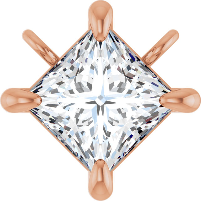 14K Gold Square Lab-Grown Diamond Solitaire Claw-Prong Necklace - Rose Gold