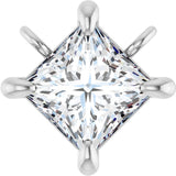 Platinum Square Lab-Grown Diamond Solitaire Claw-Prong Necklace