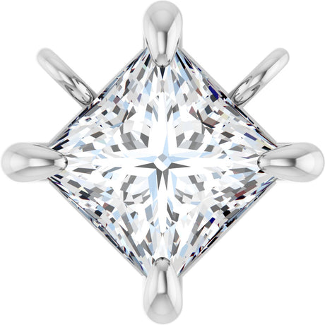 Platinum Square Lab-Grown Diamond Solitaire Claw-Prong Necklace