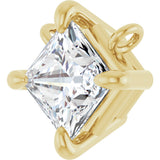 14K Gold Square Natural Diamond Solitaire Claw-Prong Necklace - Yellow Gold - view 2