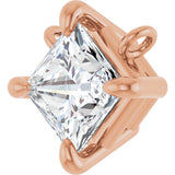 14K Gold Square Lab-Grown Diamond Solitaire Claw-Prong Necklace - Rose Gold - view 2