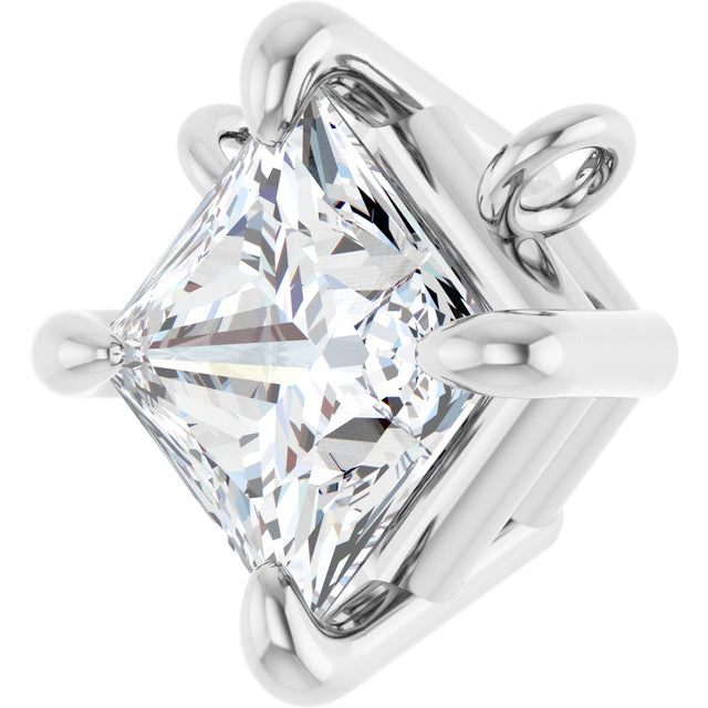 Platinum Square Lab-Grown Diamond Solitaire Claw-Prong Necklace - view 2