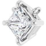 14K Gold Square Natural Diamond Solitaire Claw-Prong Necklace - White Gold - view 2