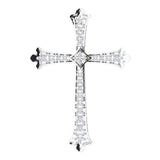 14K Gold Round Natural Diamond Accented Cross Pendant - White Gold