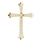 14K Gold Round Natural Diamond Accented Cross Pendant - Yellow Gold
