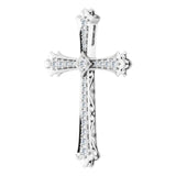 14K Gold Round Natural Diamond Accented Cross Pendant - White Gold - view 2