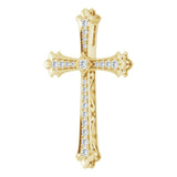 14K Gold Round Natural Diamond Accented Cross Pendant - Yellow Gold - view 2
