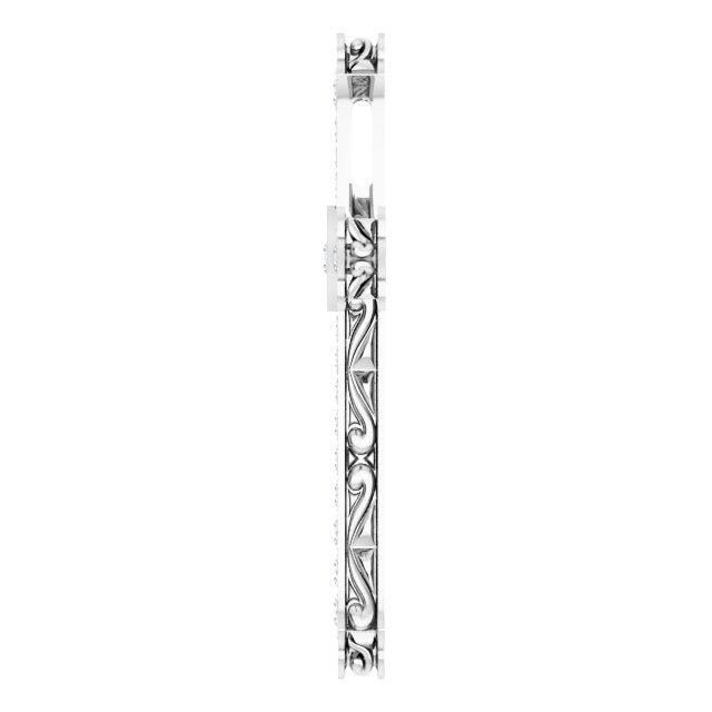 14K Gold Round Natural Diamond Accented Cross Pendant - White Gold - view 3