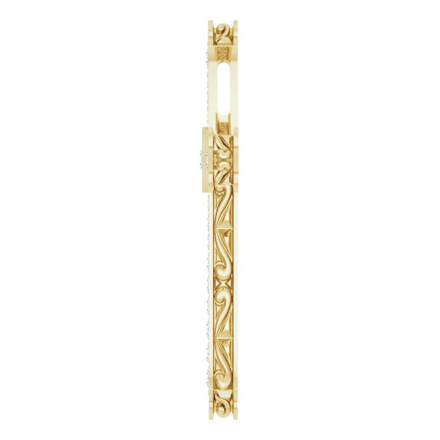14K Gold Round Natural Diamond Accented Cross Pendant - Yellow Gold - view 3