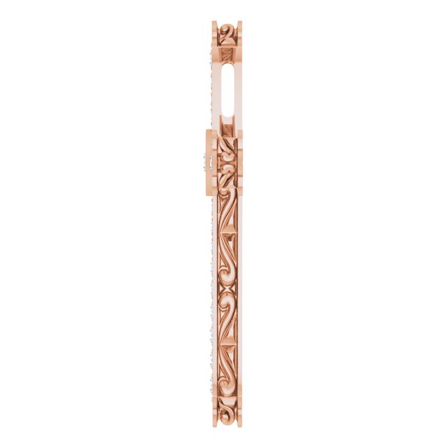 14K Gold Round Natural Diamond Accented Cross Pendant - Rose Gold - view 3