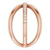 14K Gold Round Natural Diamond Accented Criss-Cross Ring III - Rose Gold - view 4