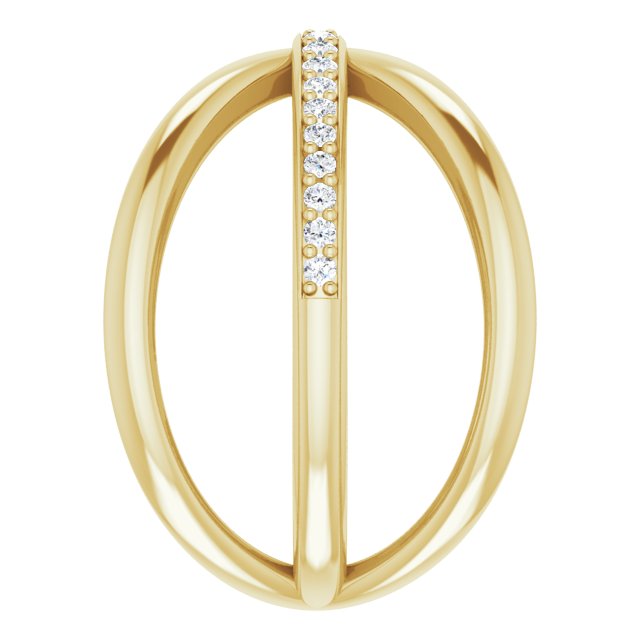 14K Gold Round Natural Diamond Accented Criss-Cross Ring III - Yellow Gold - view 4