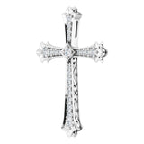 14K Gold Round Natural Diamond Accented Cross Pendant - White Gold - view 2