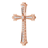 14K Gold Round Natural Diamond Accented Cross Pendant - Rose Gold - view 2