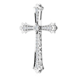14K Gold Round Natural Diamond Accented Cross Pendant - White Gold - view 2