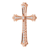14K Gold Round Natural Diamond Accented Cross Pendant - Rose Gold - view 2
