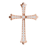 14K Gold Round Natural Diamond Accented Cross Pendant - Rose Gold